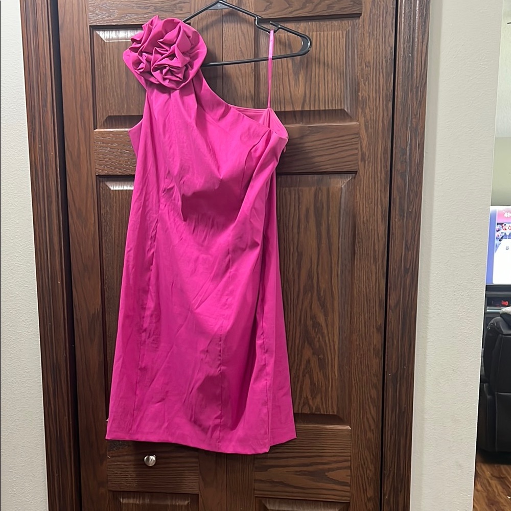 Dressbarn Pink One Shoulder Sleeveless Sundress